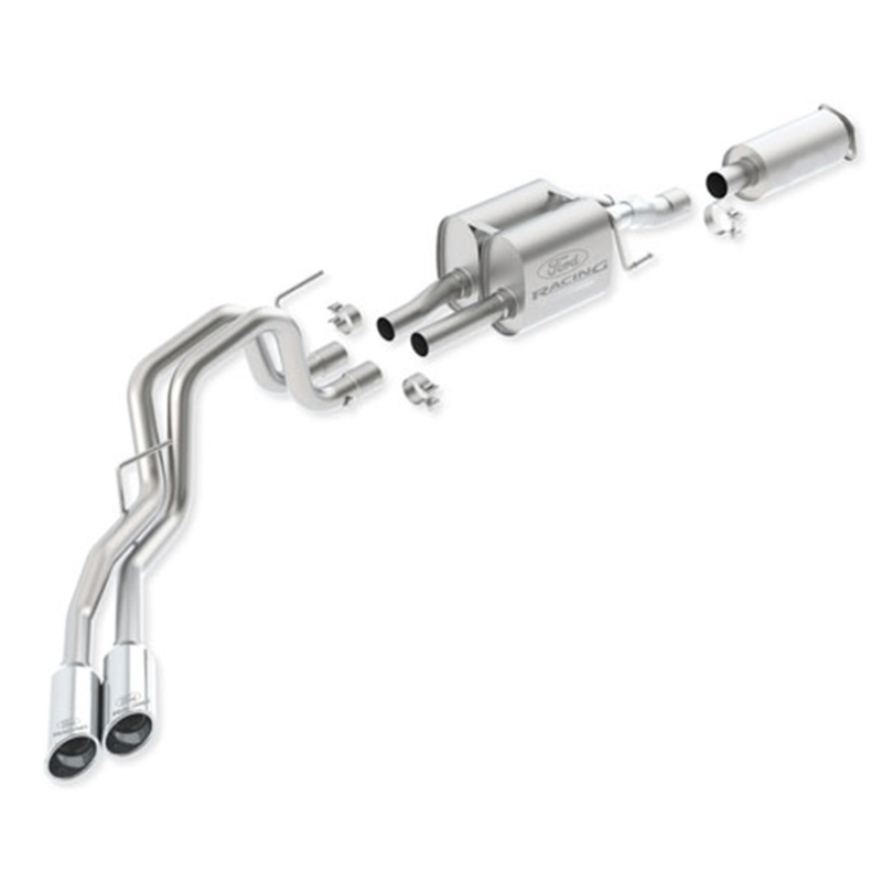 Ford F-150 Raptor Performance Exhaust - Rear - Ford Racing - Touring Cat Back, 304 Stainless Steel, Dual Chrome Plated Tips - Chrome - `11-`14 Ford F-150 Raptor Performance Exhaust - Rear - Ford Racing - Touring Cat Back, 304 Stainless Steel, Dual Chrome Plated Tips - Chrome - `11-`14